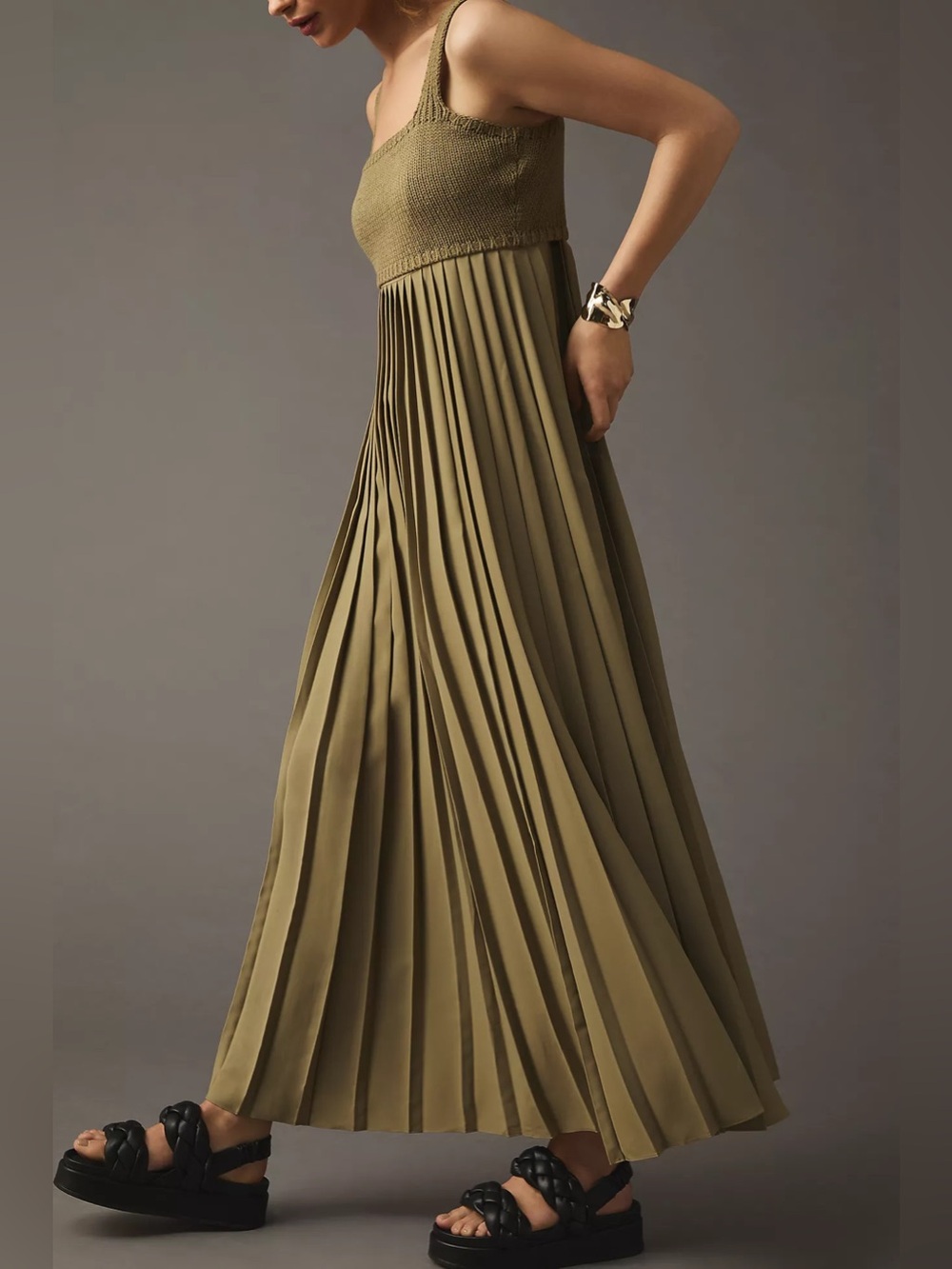 NWOT Anthropologie Mare Mare Pleated Maxi Dress - Picture 3 of 11